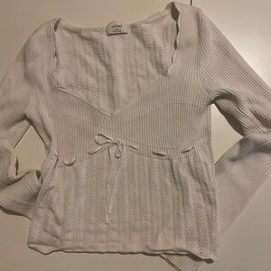 Aritzia Wilfred Cream Knit Long Sleeve Top